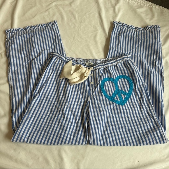 Vintage Victoria's Secret PINK Blue Striped Pajama Pants - Picture 1 of 5